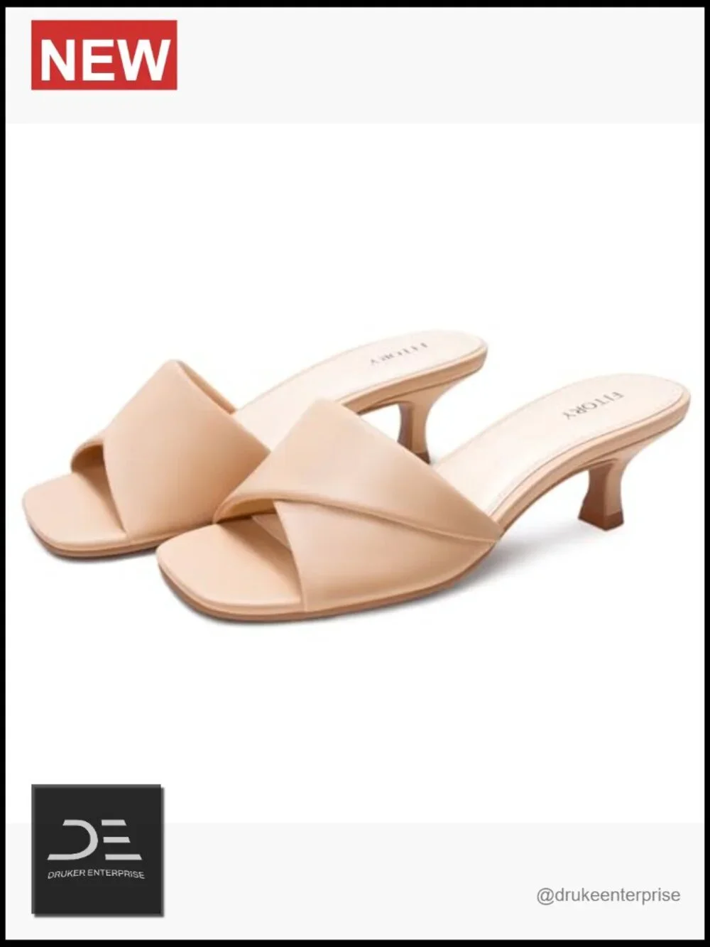 Women's Cross Band Kitten Heel Sandals Comfortable Square Open Toe Dressy Low